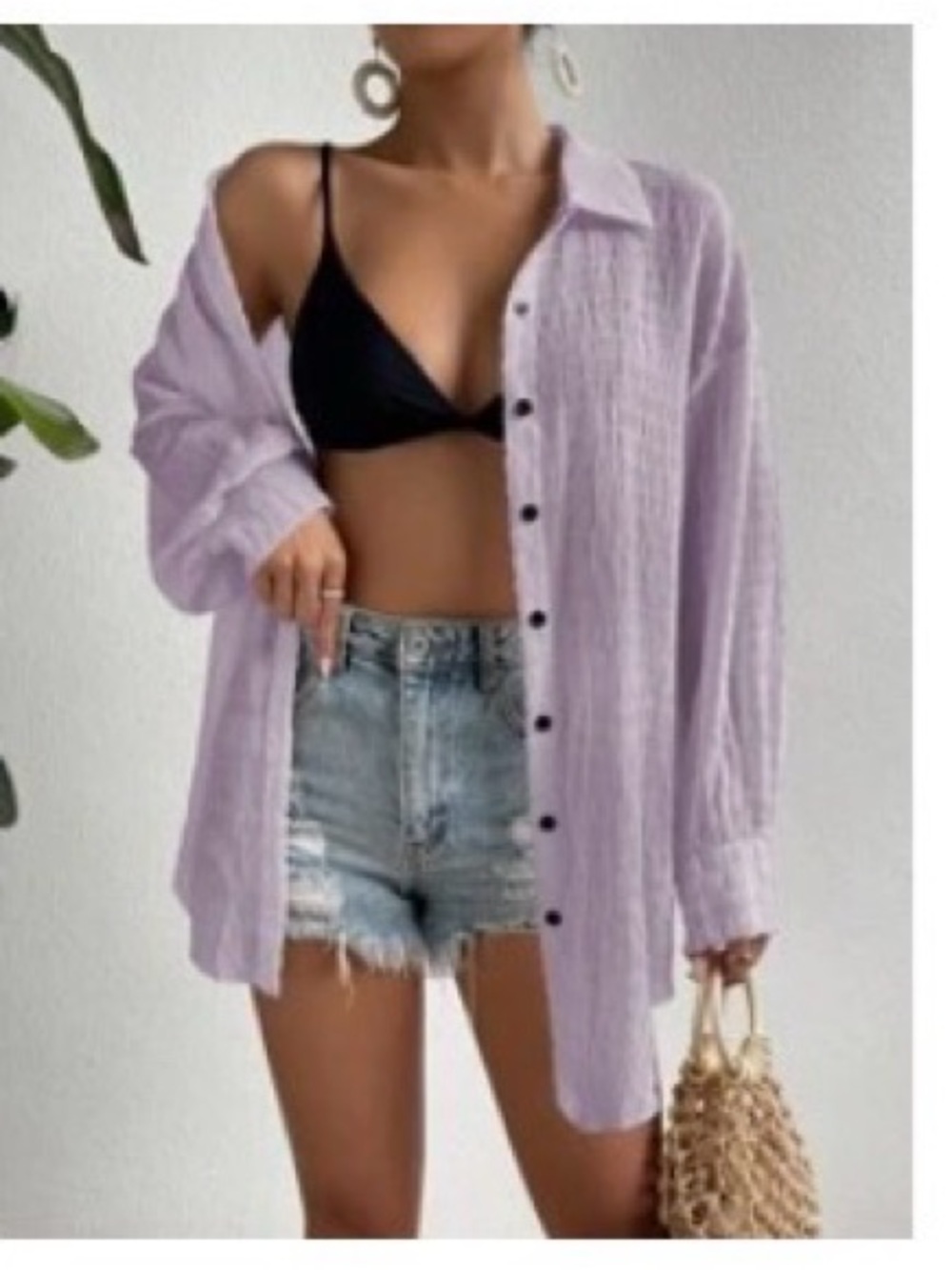 Light Purple Button-Up Linen Shirt - Women's Relaxed Top